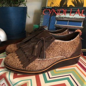 Calf Hair Platform Oxfords